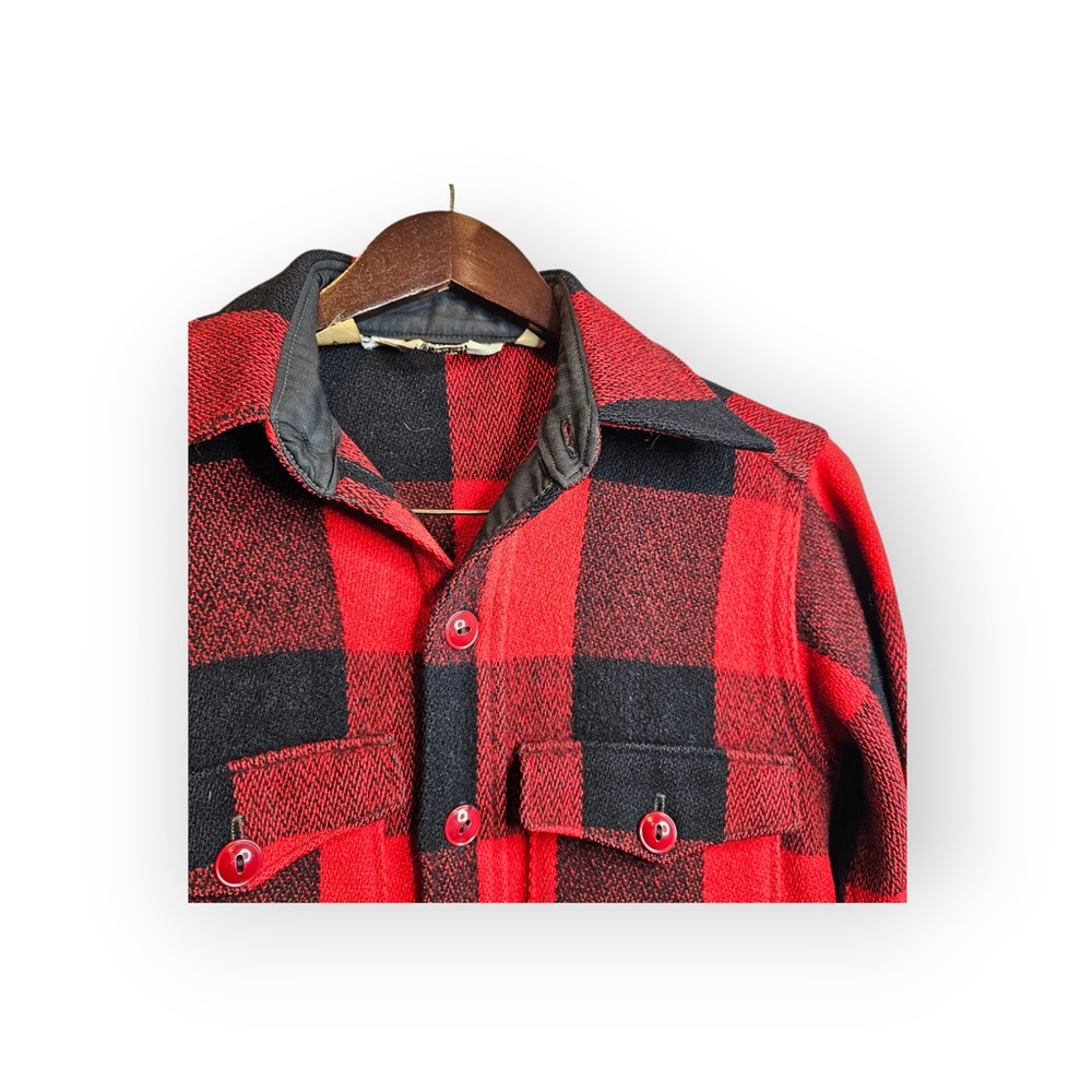 Vintage Woolrich Men’s Buffalo Plaid Wool Jacket - Red & Black - Picture 3 of 6